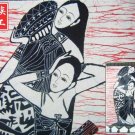 chinese batik art mural painting, wall hanging-enjoy bathing