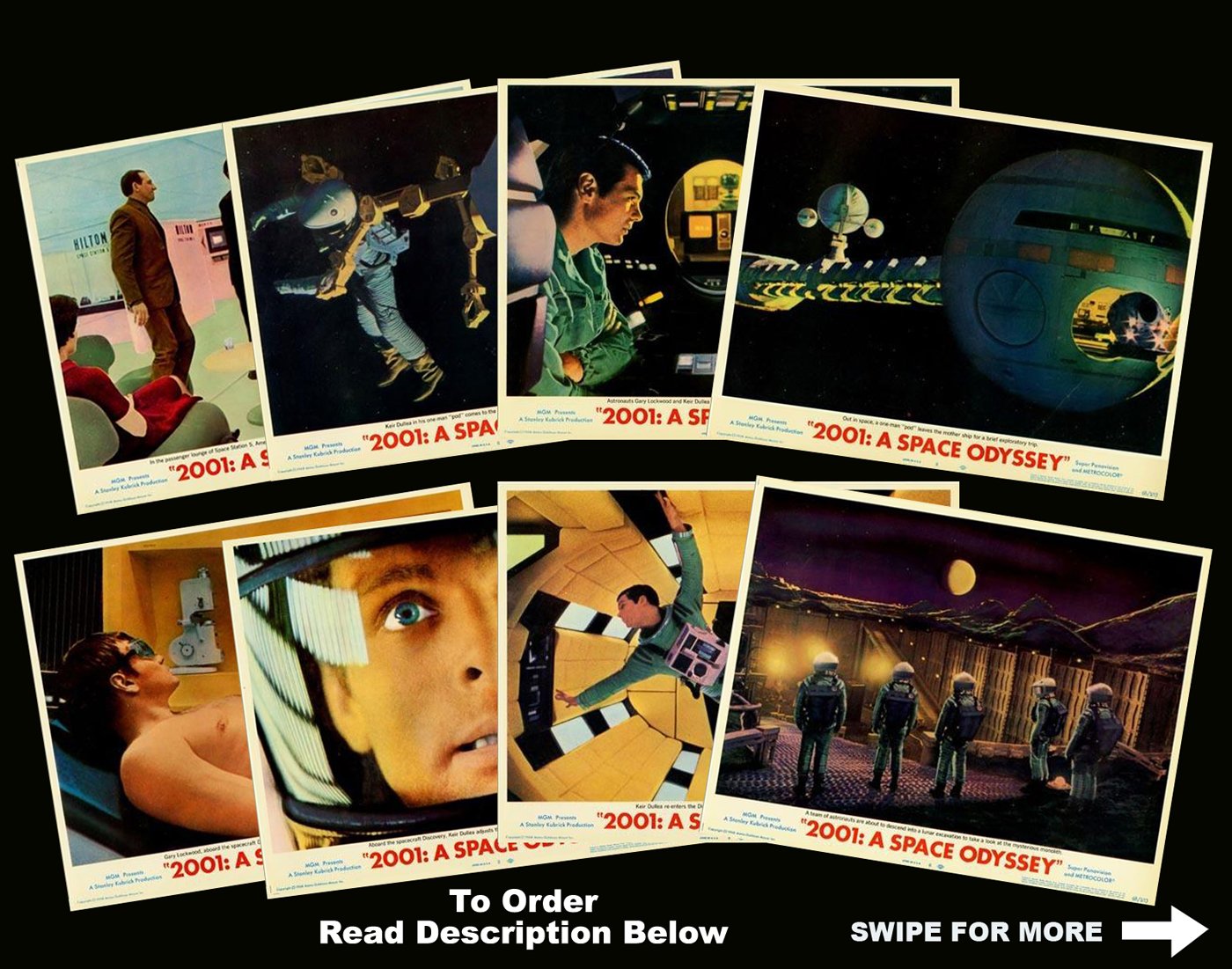 2001: A SPACE ODYSSEY (1968) LOBBY CARD SET Incl shipping READ DETAILS BEFORE BUY