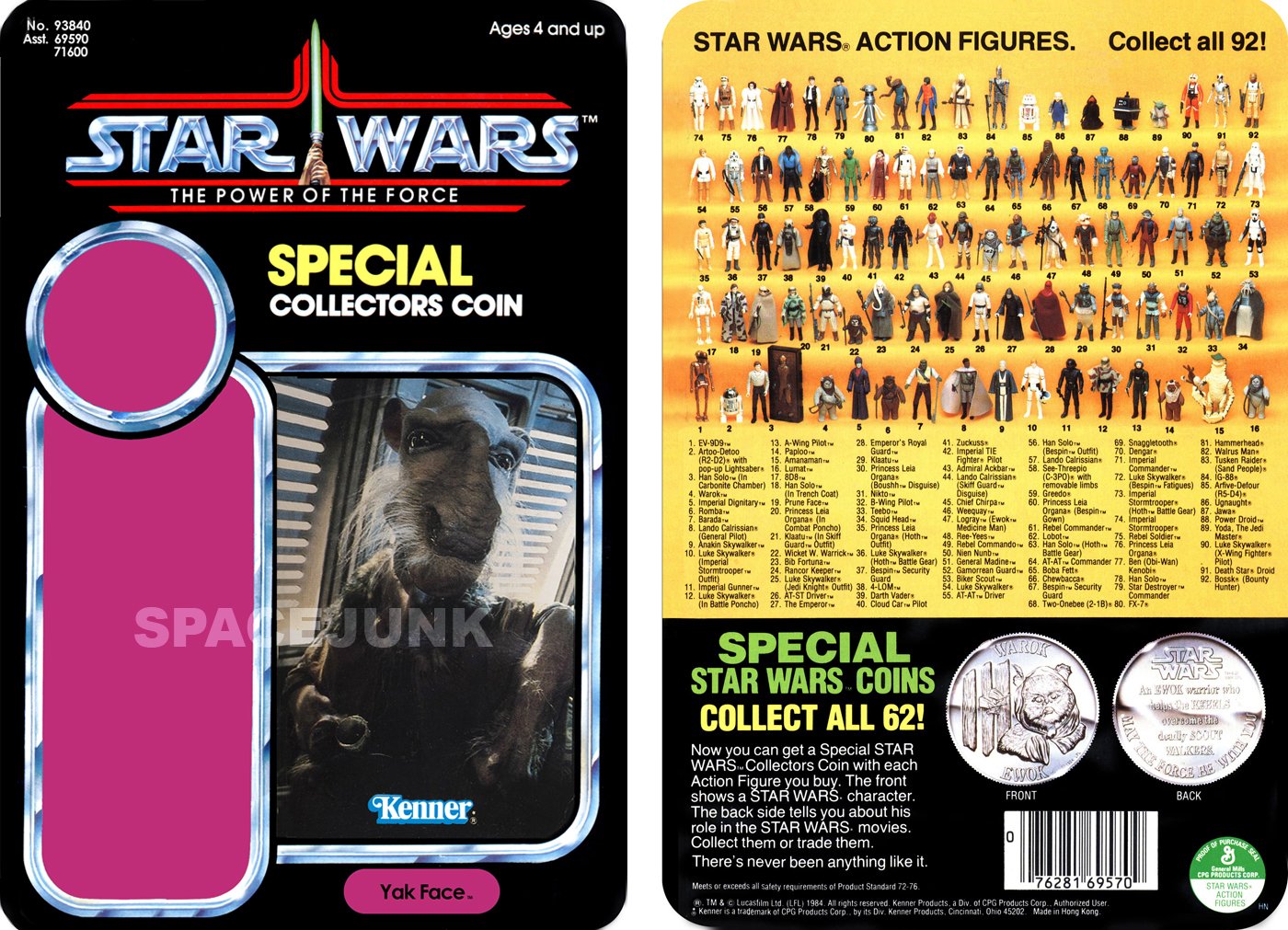 Star Wars POTF YAK FACE 1985 Cardback (PLS READ DETAILS BELOW BEFORE BUYING)
