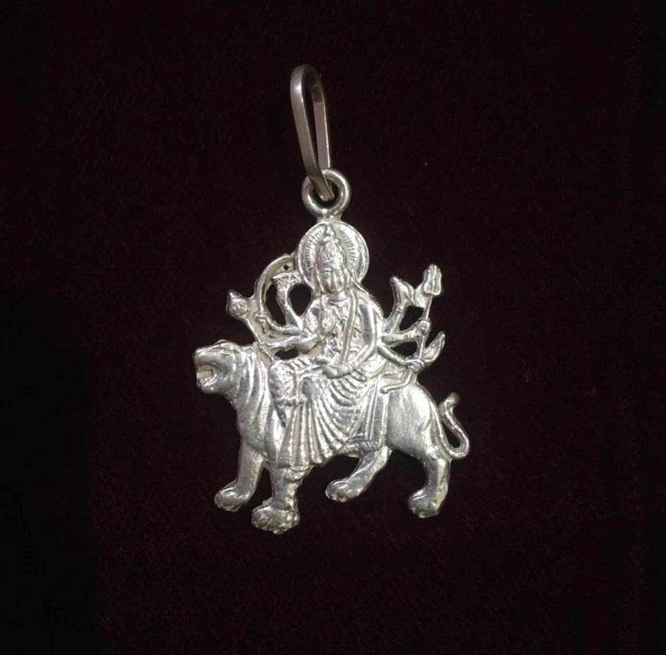 Silver Goddess Durga Maa Pendant for Men & Women