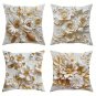 3D Floral White Satin Pillow Cover Decorative Cushion Sofa Bed Living Room Decor