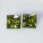 Green Sapphire Pair | 6mm Square Cut Loose Gemstones, Certified