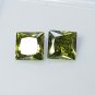 Green Sapphire Pair | 6mm Square Cut Loose Gemstones, Certified
