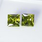 Green Sapphire Pair | 6mm Square Cut Loose Gemstones, Certified
