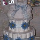 BLUE DAISIES 3 TIER DIAPER CAKE