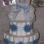 BLUE DAISIES 3 TIER DIAPER CAKE
