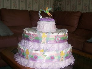 TINKER BELL EXTRA LARGE 2  TIER DIAPER CAKE
