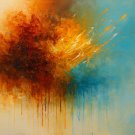 Explosive Abstract Color Burst Painting – Red, Yellow, and Blue Modern Art