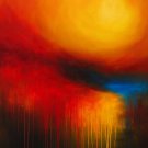 Radiant Energy Burst - Abstract Sunfire Canvas in Red, Yellow & Blue