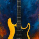 Yellow Electric Guitar Abstract Art Print – Vibrant Music‑Inspired Wall Decor