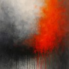Bold Red and Charcoal Abstract Art Print – Contemporary Home Decor