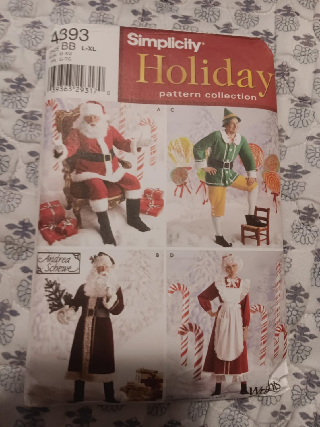 Simplicity Holiday Pattern Collection 4393 Santa Mrs Clause ELF Costumes L/XL