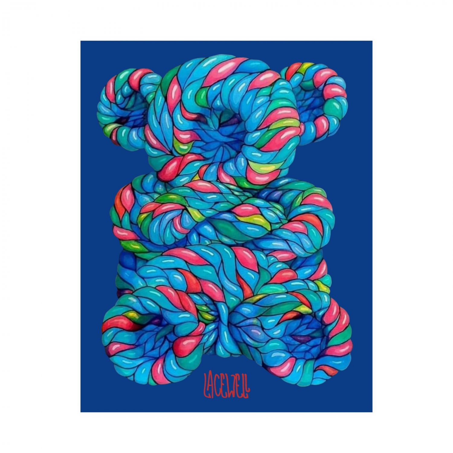 Psychedelic Rope Bear Art Print 11x14 Neon Abstract Trippy Wall Decor Poster