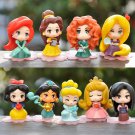 9 Pcs/Set Kawaii Q Princess 6cm Rapunzel Snow White Jasmine Mulan Ariel PVC Figurine