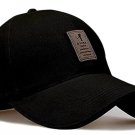 Baseball Cap, Black, Adjustable, Casual Style, Cotton, Leather Patch Detail.