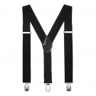 Peluche 3.5cm Strap Width Black Elastic Suspenders for Men