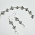 Handcrafted Stainless Steel Bracelet and Crystal Earring Set