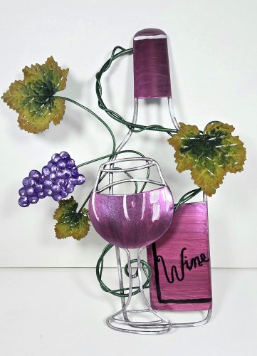 Hand Painted Metal Wine Wall Hanging