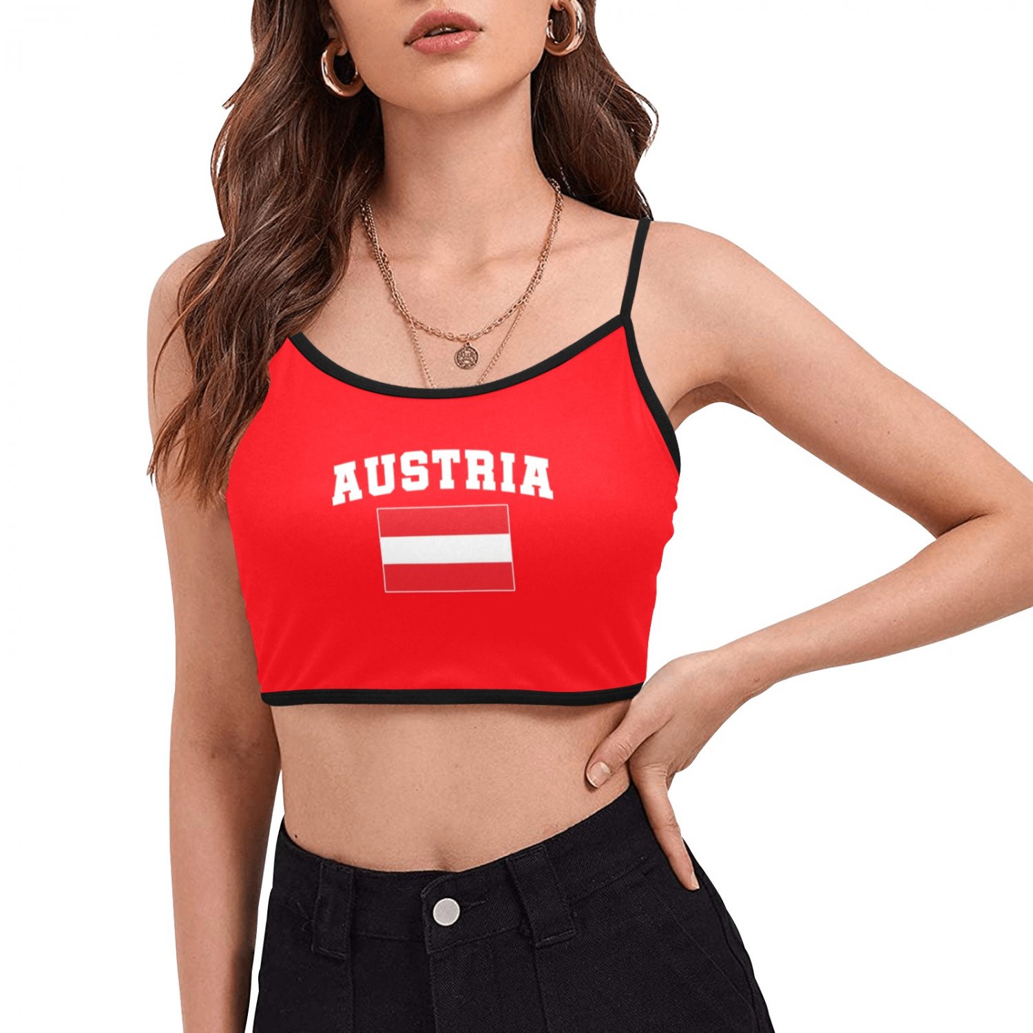 Austria Soccer Fan Spaghetti Strap Crop Top Soccer Fan FIFA World Cup 2026