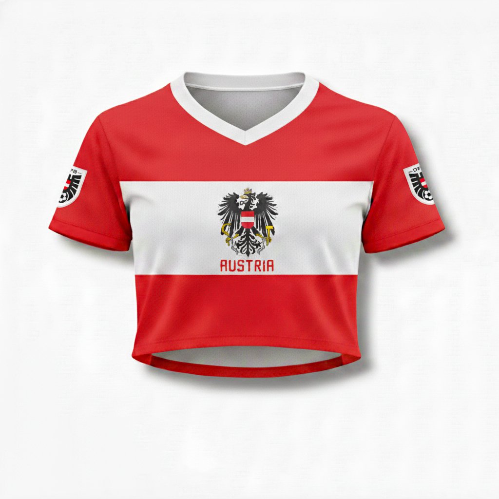 Austria Women&acirc;��s Fan Crop Top Soccer Jersey FIFA World Cup 2026