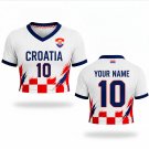 Custom Croatia Womens V-Neck Crop Top Soccer Jersey - World Cup 2026