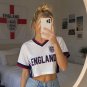 Custom England Womens V-Neck Crop Top Soccer Jersey - World Cup 2026
