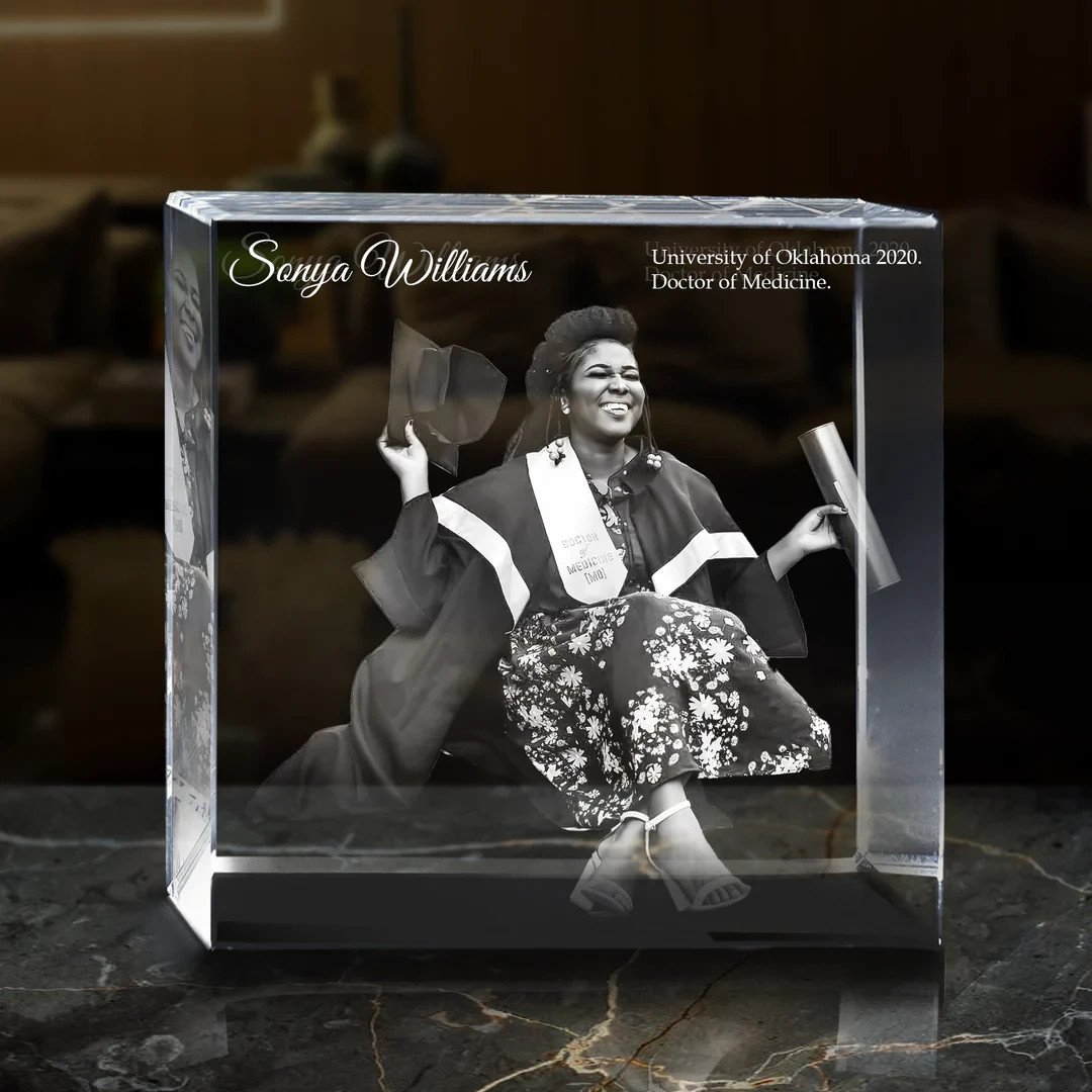 Custom Personalized 3D Laser Engraved Crystal with Gift Box &acirc;��  Memory Keepsake