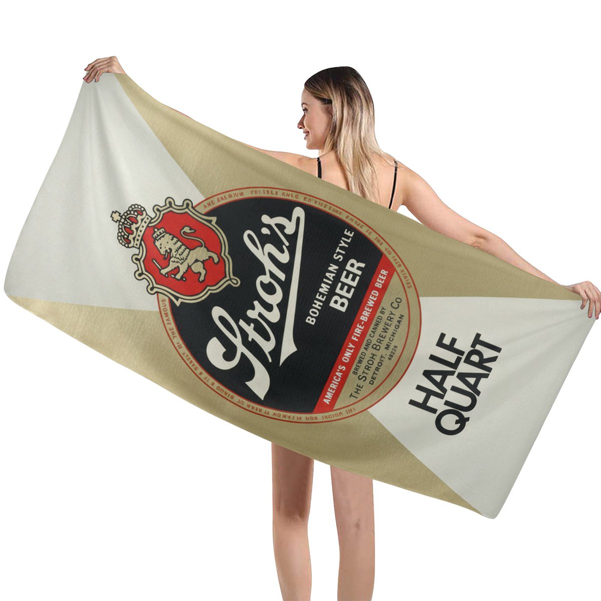 Stroh's Vintage 1978 Half Quart Beer Can Style Beach Towel