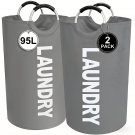 (2-Pack) Large Collapsible Laundry Baskets with Handles for Easy Carry and Storage - (Gray + Gray) (2-Pack) Large Collapsible Laundry Baskets with Handles for Easy Carry and Storage - (Gray + Gray)