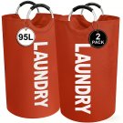 (2-Pack) Large Collapsible Laundry Baskets with Handles for Easy Carry and Storage (Red + Red) (2-Pack) Large Collapsible Laundry Baskets with Handles for Easy Carry and Storage (Red + Red)