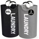 (2-Pack) Large Collapsible Laundry Baskets with Handles for Easy Carry and Storage (Black + Gray) (2-Pack) Large Collapsible Laundry Baskets with Handles for Easy Carry and Storage (Black + Gray)