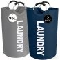 (2-Pack) Large Collapsible Laundry Baskets with Handles for Easy Carry and Storage (Gray+Navy Blue)