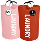 (2-Pack) Large Collapsible Laundry Baskets with Handles for Easy Carry and Storage (Pink + Red) (2-Pack) Large Collapsible Laundry Baskets with Handles for Easy Carry and Storage (Pink + Red)