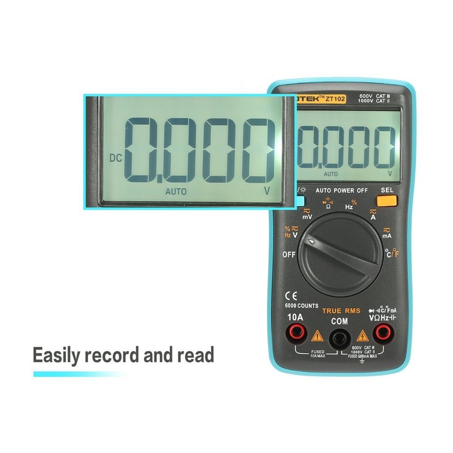 ZOTEK ZT102 Mini 6000 Counts Digital Multimeter AC/DC Voltage Current ...