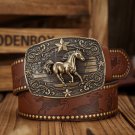 Vintage Retro Belts for Men – Western-style Rodeo Cowboy Running Horse buckles Belt (25-42 Inch)