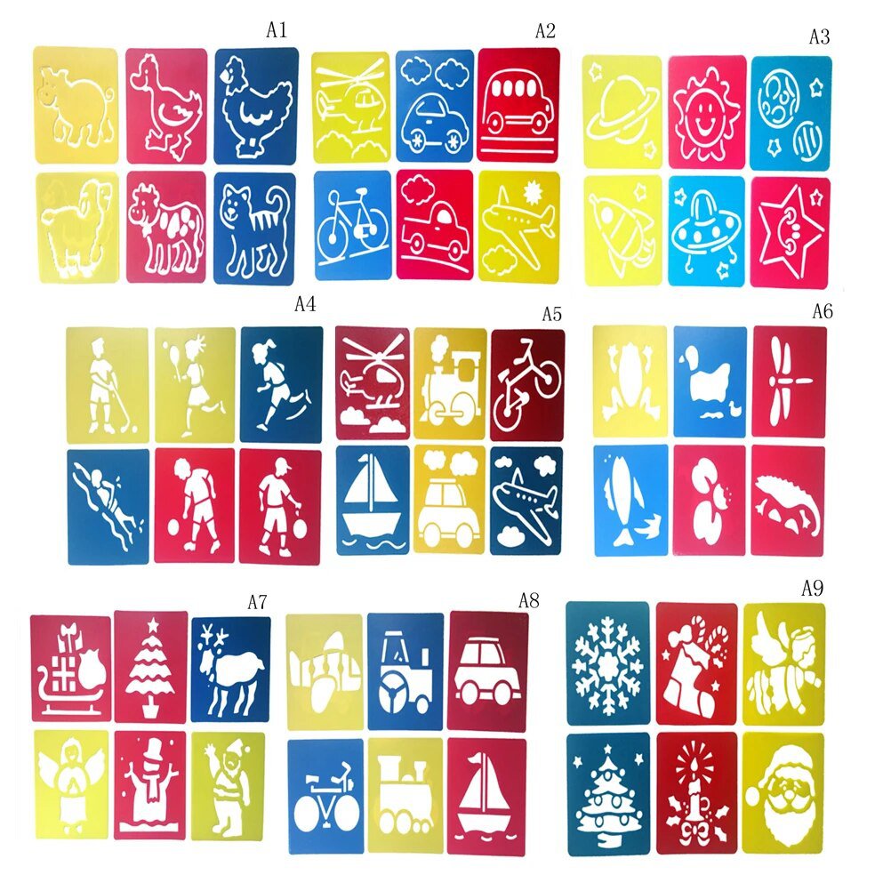 6pcs Painting Tool Children Multi Shaped Plastic Rulers Painting ...