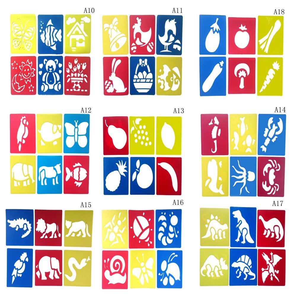 6pcs Painting Tool Children Multi Shaped Plastic Rulers Painting ...