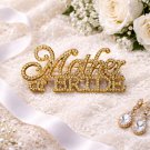 Mother of the Bride Brooch Gold Rhinestone Crystal Pin Wedding Jewelry Gift for Mom