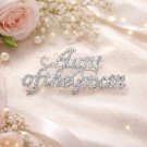 Aunt of the Groom Brooch Silver Rhinestone Crystal Pin Wedding Jewelry Gift for Aunt