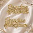 Grandma of the Bride and Groom Brooch Set Gold Rhinestone Crystal Wedding Gift for Grandma