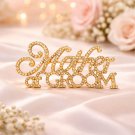 Mother of the Groom Brooch Gold Rhinestone Crystal Pin Wedding Jewelry Gift for Mom