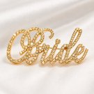 Bride Brooch Gold Rhinestone Crystal Pin Wedding Jewelry Gift for Bride
