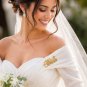 Bride Brooch Gold Rhinestone Crystal Pin Wedding Jewelry Gift for Bride