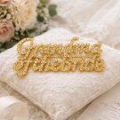 Grandma of the Bride Brooch Gold Rhinestone Crystal Pin Wedding Jewelry Gift for Grandma