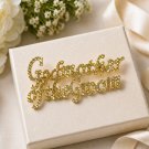 Godmother of the Groom Brooch Gold Rhinestone Crystal Pin Wedding Jewelry Gift for Godmother