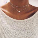 Silver Plated Double Layer Heart Necklace Silver Plated Double Layer Heart Necklace