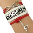 Gymnastics Leather and Suede Charm Bracelet (Black, Red, White)