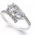 CHARTER CLUB Fine Silver Plate Cubic Zirconia 2-Stone Ring Size 10 UNBOXED