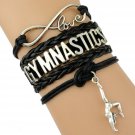 Gymnastics Leather and Suede Charm Bracelet (Black) Gymnastics Leather and Suede Charm Bracelet (Black)