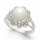 Charter Club NIB Silver-Tone Crystal Kiska Pearl Halo Ring, Size 5 Charter Club NIB Silver-Tone Crystal Kiska Pearl Halo Ring, Size 5